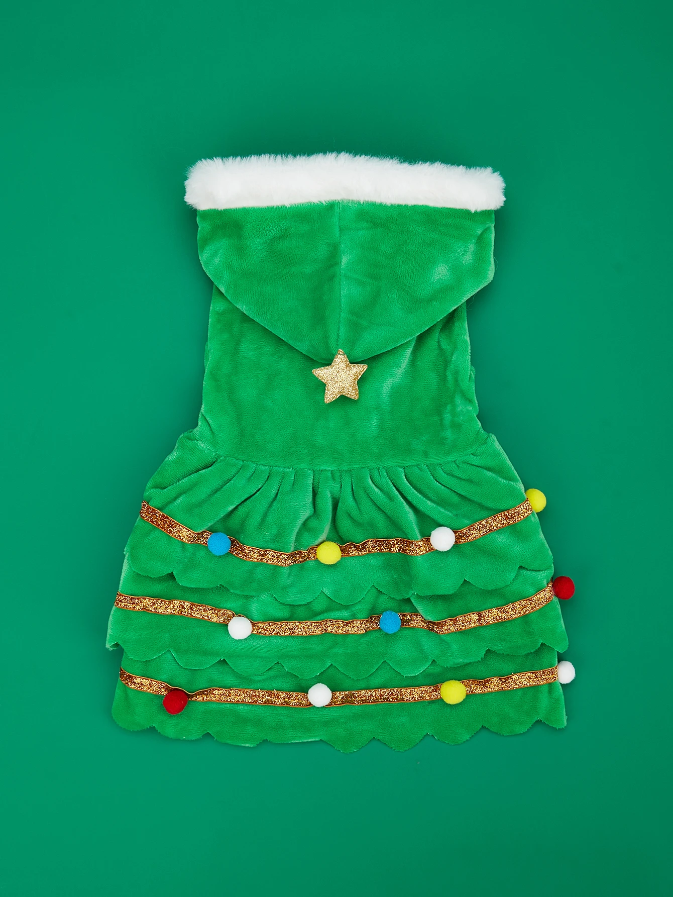 Vestidos de Cosplay de árbol de Navidad para perros, vestido de cachorro con Bola de Pelo y estrellas, ropa peluda para cachorros, fiesta de Navidad para mascotas, Gato cálido C - imagen 3