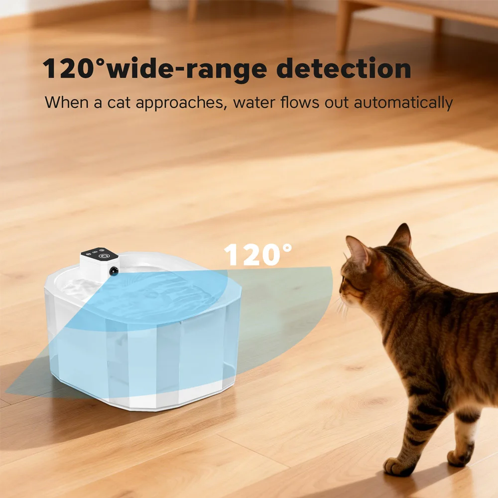 Fuente de agua automática para gatos con filtro y sensor movimiento - imagen 2
