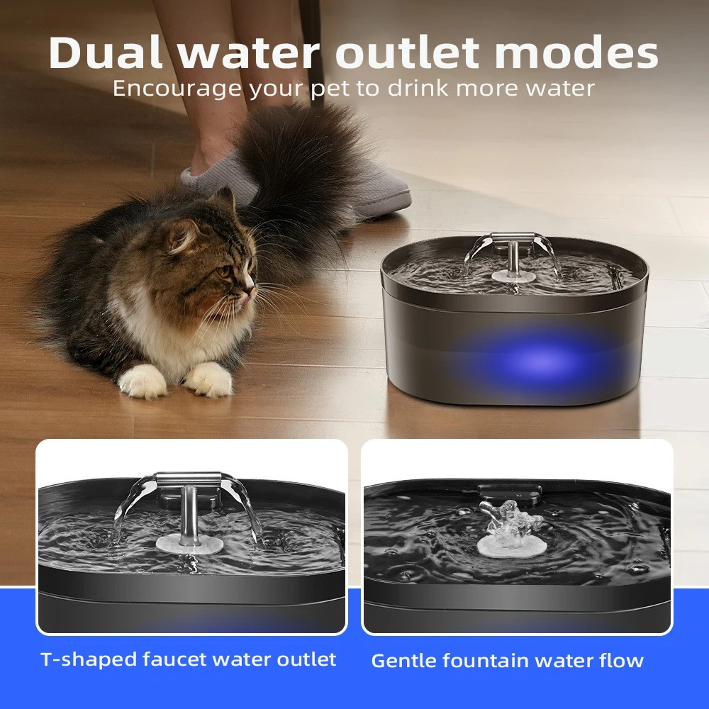 Fuente de agua para gatos de 2,2 L, bebedero inteligente para mascotas con filtro, luz LED de carbón activado para gatos y perros - imagen 4
