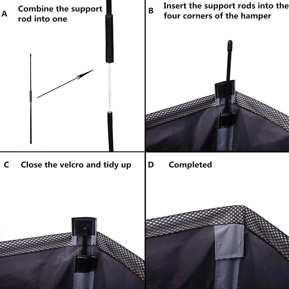 Detalle de las asas de la cesta de lavandería plegable