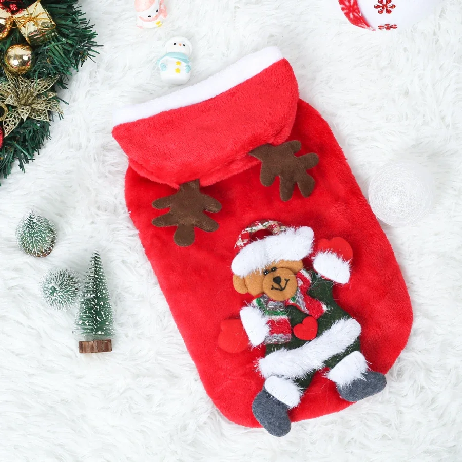 Sudadera con capucha de franela para mascotas para otoño e invierno, adecuada para trajes navideños y ropa cálida diaria - imagen 2