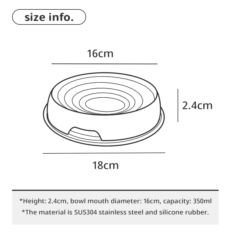 Cuenco de acero inoxidable 304 para gato y perro, cuenco antideslizante duradero, diseño de boca poco profunda, no Negro, grano de barbilla - imagen 4