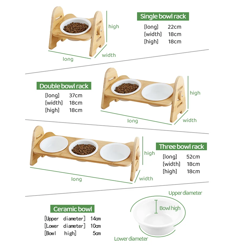 Cuenco de comida para gatos, soporte elevado ajustable de cerámica para perros, alimentador para el cuidado del cuello, suministros para mascotas, cuencos de agua - imagen 2