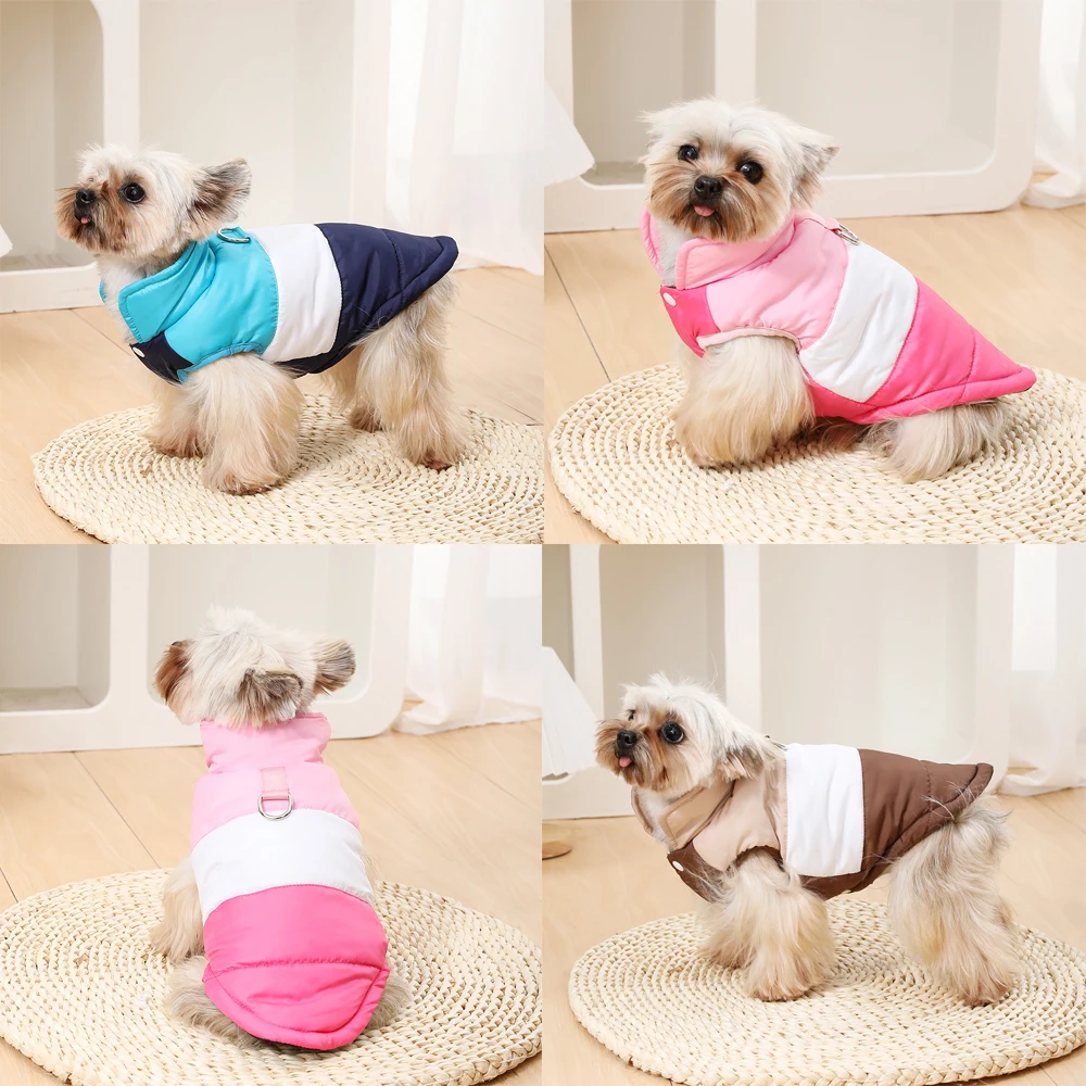 Ropa cálida a prueba de viento para perros pequeños y medianos, chaqueta con anillo en D para cachorros, abrigo para Chihuahua, Yorkshire, Pug, disfraz para mascotas - imagen 5