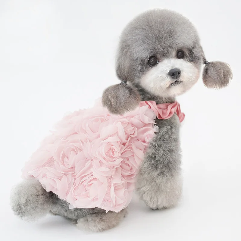 Vestido de Boda de Princesa para perro de lujo, vestido rosa para cachorro de Pomerania Yorkshire, falda, ropa de primavera y verano, 2 colores