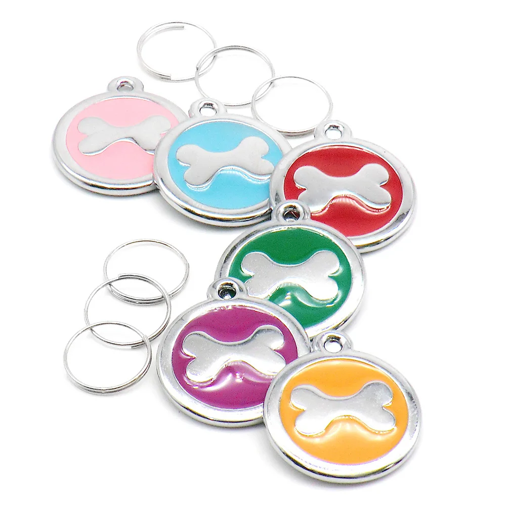 Etiqueta personalizada para perro, accesorio para Collar de perro, antipérdida, placa de identificación para cachorro, grabado láser de diamante, 100 piezas, venta al por mayor