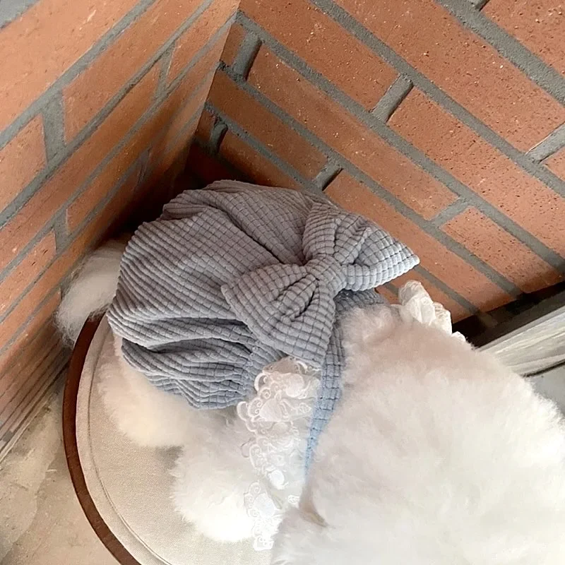 Ropa para cachorros INS, vestido de invierno para perros, moda de encaje, lazo grande, lazo trenzado grueso, vestido Halter, traje para gato, traje de fiesta, vestidos para perros - imagen 4