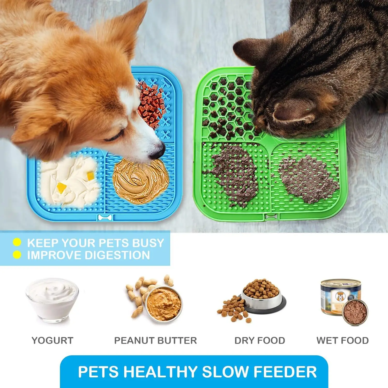 Estera para lamer perros y gatos con ventosas, yogur, maní, lamer mate para aliviar la ansiedad, enriquecimiento, alimentador lento, almohadilla para lamer perros - imagen 3
