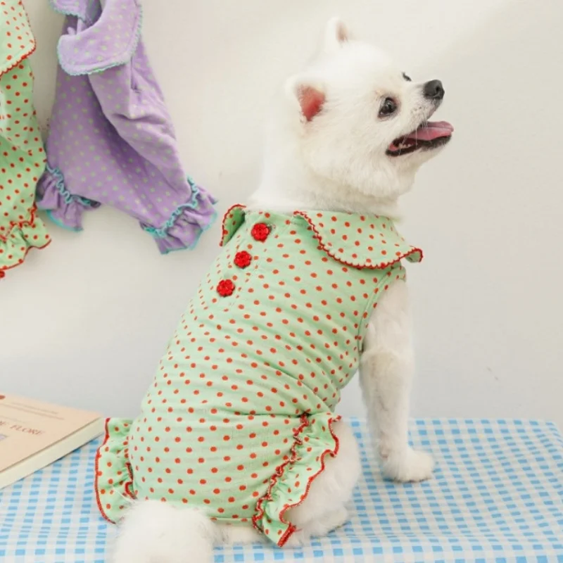 Monos con lunares para perros y gatos - Ropa suave de invierno