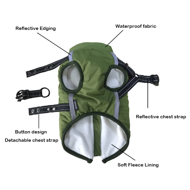 Chaleco con arnés para mascotas, ropa de invierno para perros pequeños, ropa para cachorros, chaqueta impermeable para perros, abrigo para Chihuahua, Bulldog francés - imagen 2