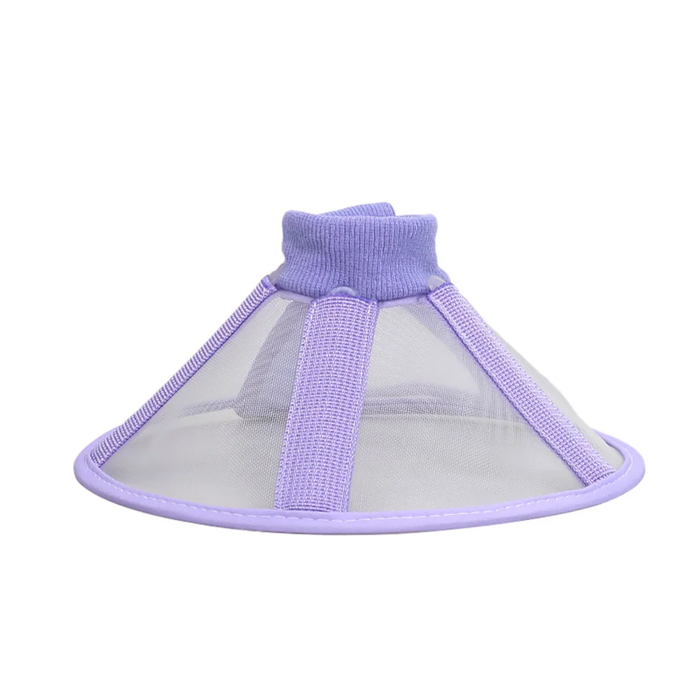 Collar de cono para gato de malla transparente, Collar de recuperación para mascotas ligero y transpirable, cono de cabeza antipérdida ajustable con cordón para gatos,