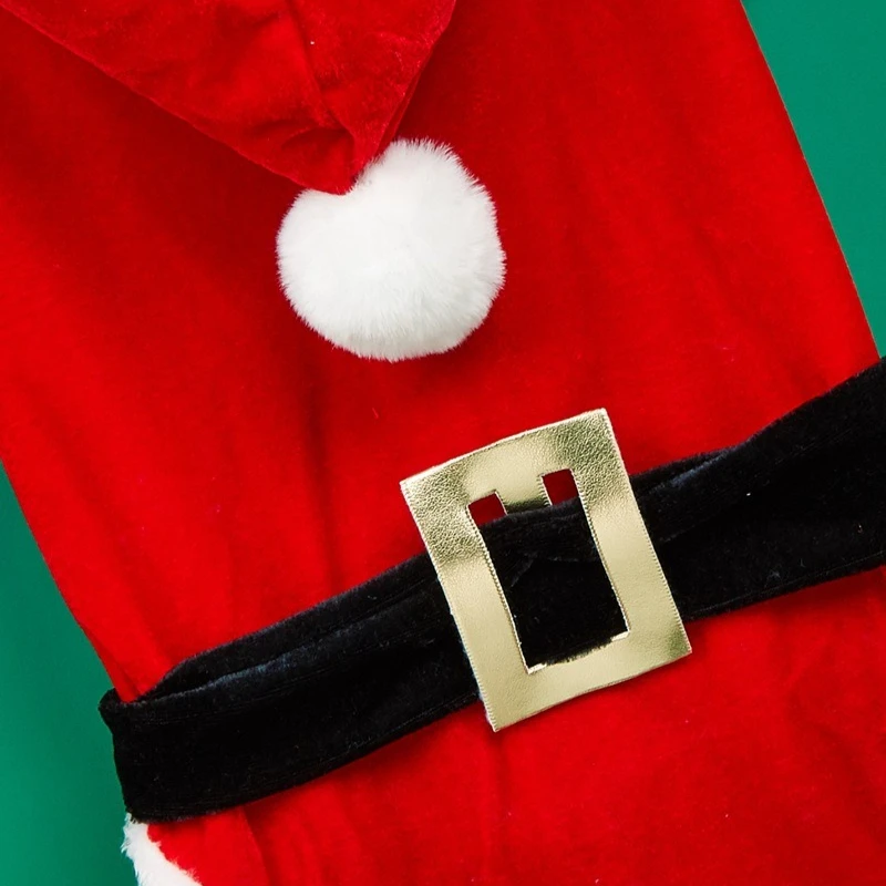 Disfraz navideño de Papá Noel para perros pequeños y gatos, chaqueta cálida con capucha de forro polar y sombrero, lindo vestido de Papá Noel para cachorro Chihuahua - imagen 2