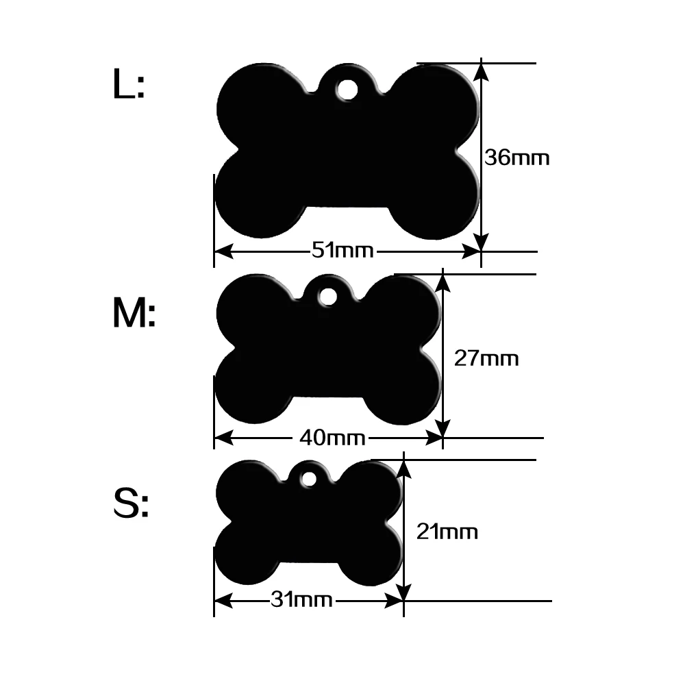 Venta al por mayor, 20 unids/lote, etiqueta de identificación para perro, doble cara, forma de hueso, etiquetas personalizadas para cachorros y perros, nombre personalizado para gato y mascota, No. Etiqueta - imagen 2
