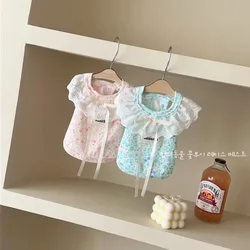 Chaleco floral de encaje y algodón para perros, gatos – top incluido