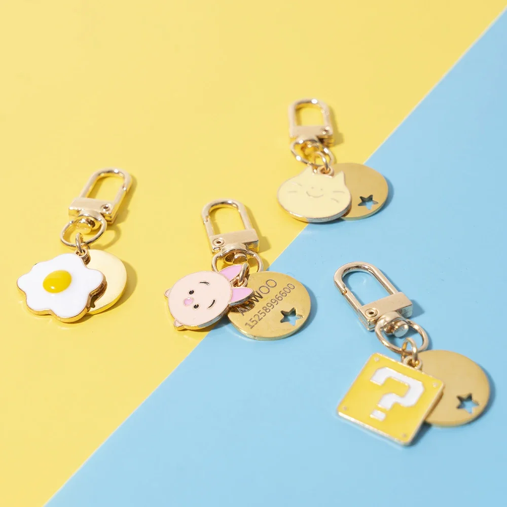 Llavero con etiqueta de identificación personalizada para mascotas, placa de identificación con grabado gratuito para Collar de perro y gato, suministros para mascotas - imagen 4