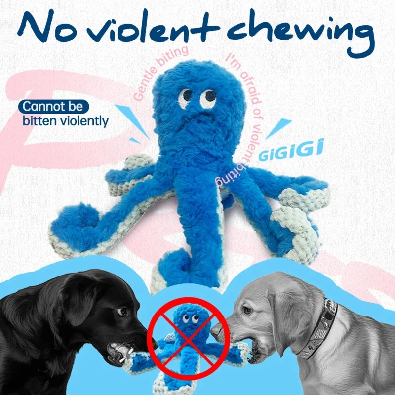 Pulpo mascota juguete de peluche gato perro chirriante pulpo juguete resistente a mordeduras cachorro entrenamiento interactivo limpieza de dientes juguetes para masticar - imagen 5