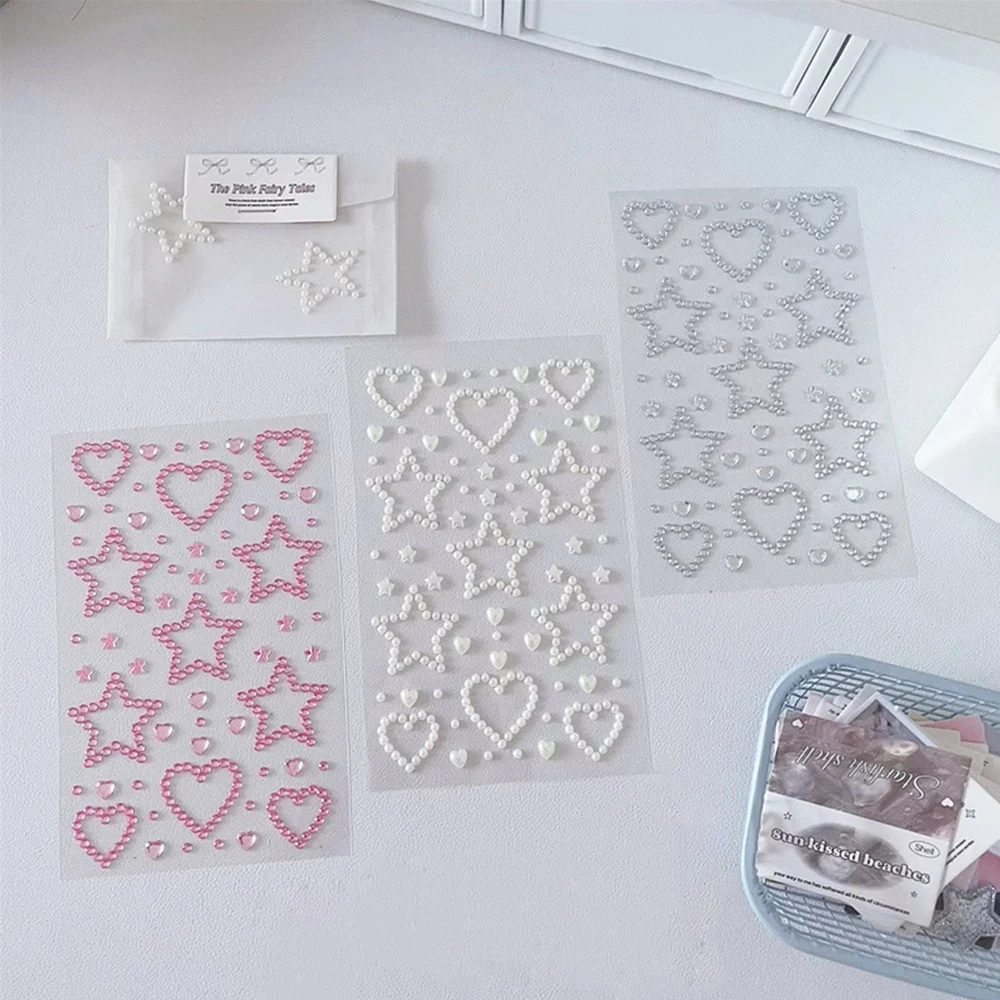 Pegatinas de cristal acrílico con forma de corazón y estrella 3D para niños, decoración artesanal, joya autoadhesiva, manualidades, pegatinas de diamantes de imitación brillantes, regalos para niñas