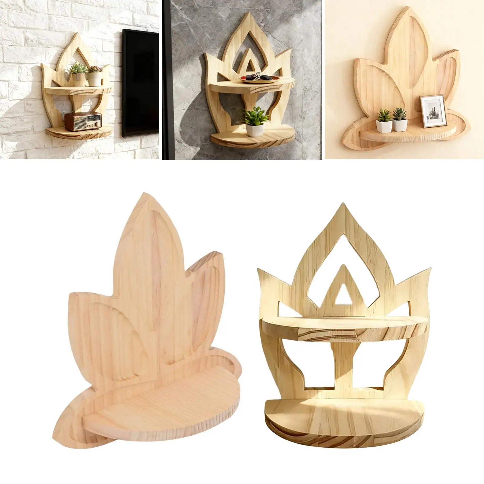 Floating Shelf, Decorative Bohemian Wooden Wall Shelf, Wall Display Organizer Shelf