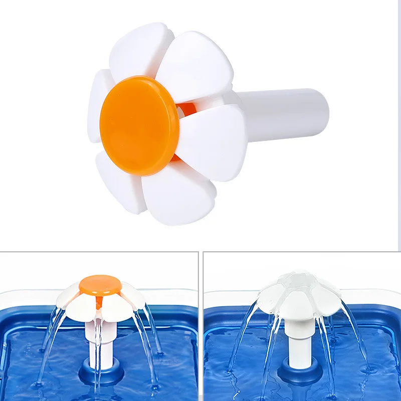 Boquilla de flor de repuesto para fuente de agua para mascotas, accesorios de cabezal de bomba dispensadora de agua antisalpicaduras para perros y gatos, naranja/amarillo - imagen 3