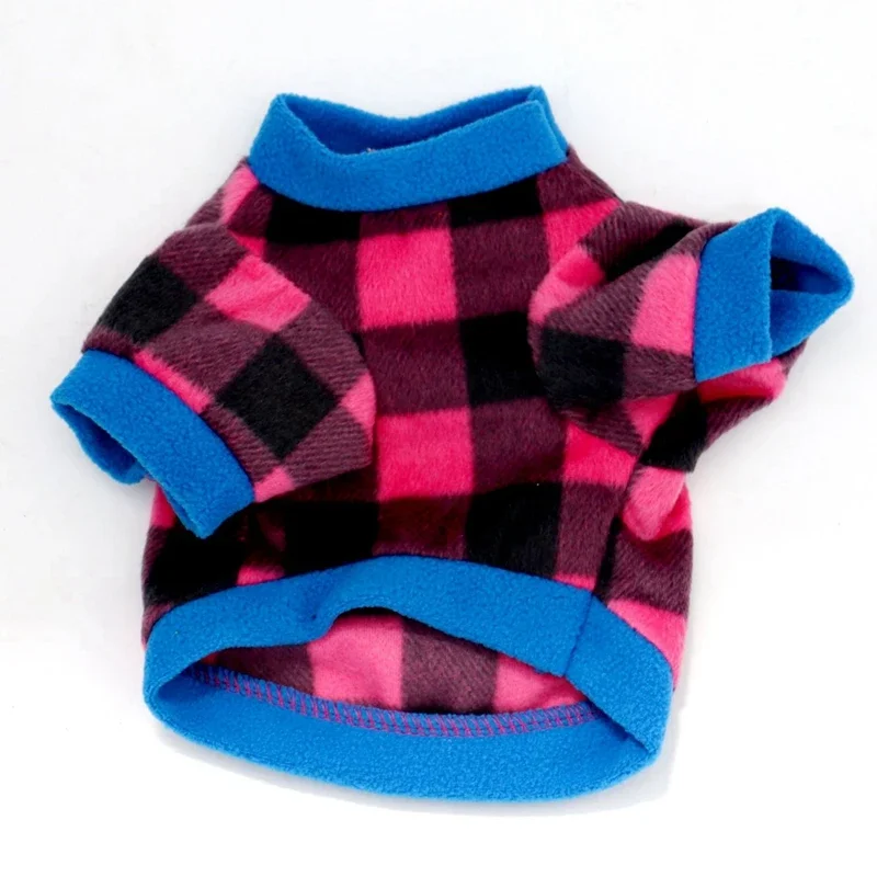 Autumn Winter Pet Hoodies Cozy Fleece Plaid Dog Jackets Soft Warm French Bulldog Pullover Pet Sweaters for Small Medium Breeds - imagen 4