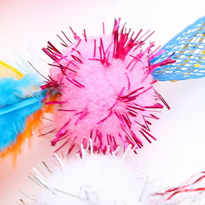 Juguetes interactivos resistentes a las mordeduras para gatos, mangueras de colores, plumas, palos de burlas para gatos, Juguetes Divertidos para gatos y suministros para mascotas - imagen 4