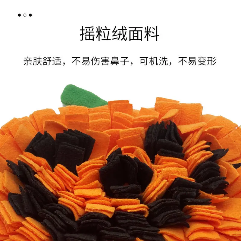 Alfombra olfativa para perros lana suave calabaza – Alimentación lenta - imagen 3