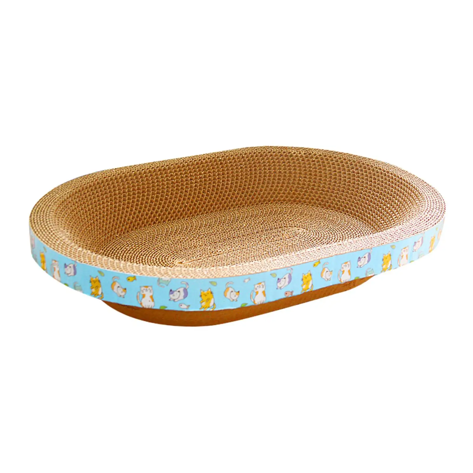 Oval Cardboard Cat Scratcher Bed Scratch Pad Nest Corrugated Scratching Board