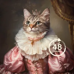 ATUBAN Retrato de gato renacentista personalizado, pintura de mascotas reales, regalo para amantes de las mascotas, regalo de retrato de mascotas, retrato de gato personalizado de foto