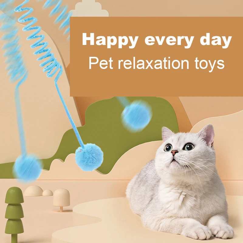 Juguetes de resorte para gatos, juguete colgante de autojuego, estirable, para interiores, para perseguir y jugar