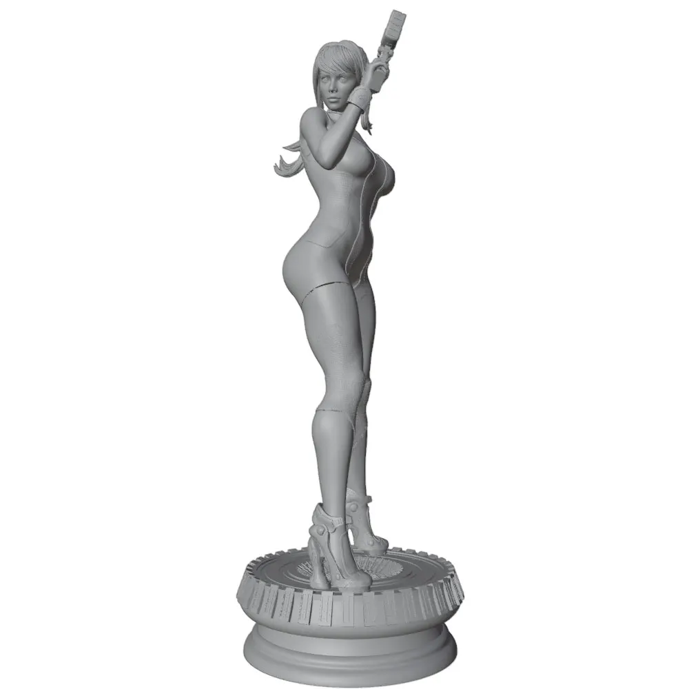 Kit modelo resina guerrero femenino sin montar impreso 3D figura gris - imagen 3