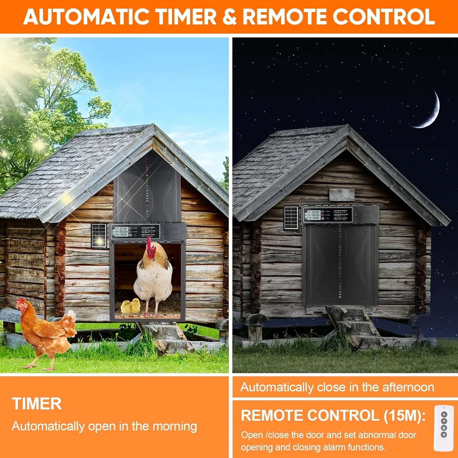 Puerta automática solar para gallinero con temporizador y mando a distancia - imagen 4