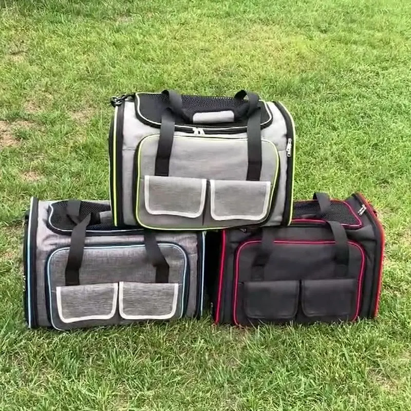 Bolso de hombro plegable para gato, bolsa de viaje para mascotas, portátil, transpirable, gran capacidad, suministros para mascotas - imagen 3