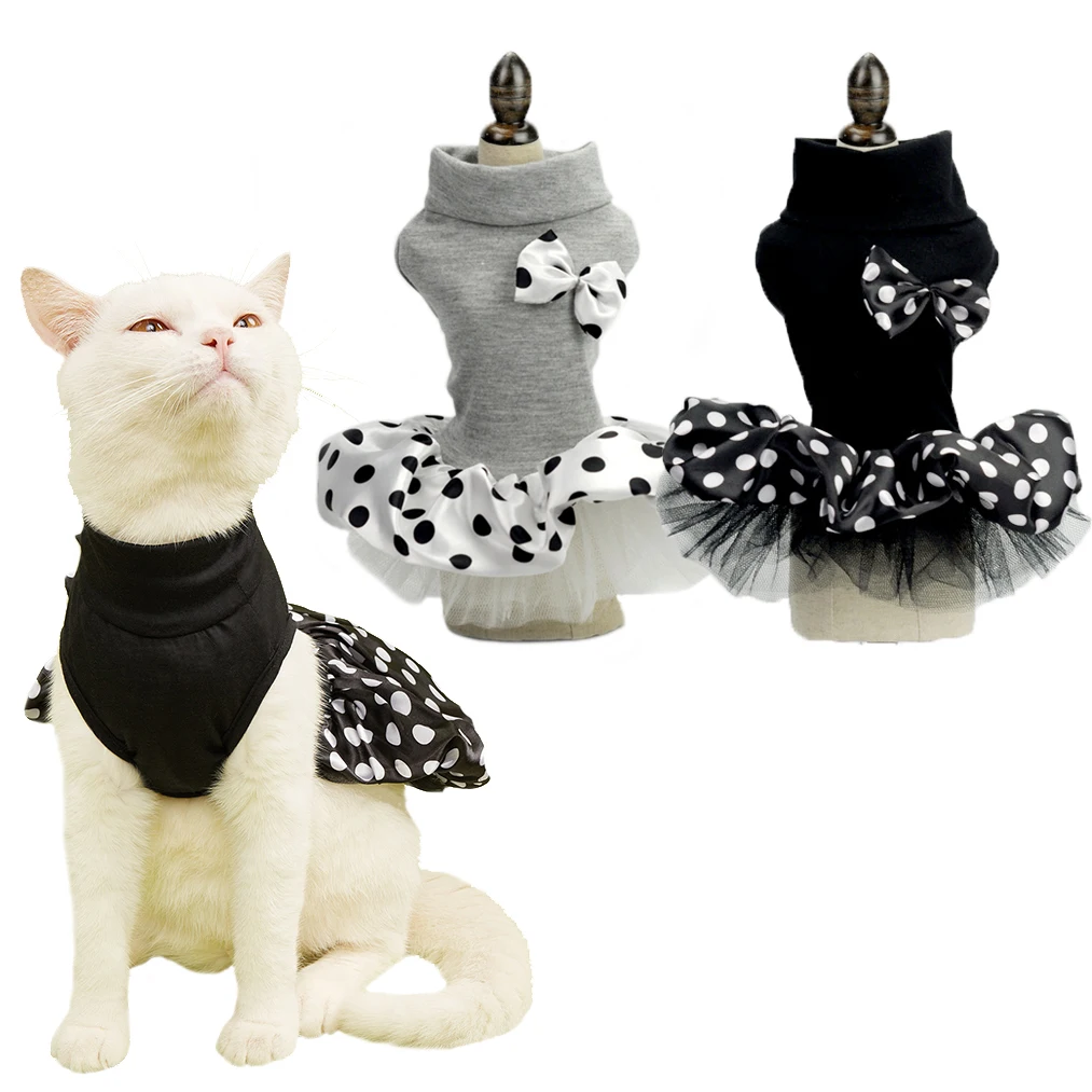 Vestido de lunares para perros y gatos, faldas tutú para cachorros y gatitos, vestido de princesa para gatos, perros de razas pequeñas, disfraz para perros de primavera, ropa para mascotas - imagen 2