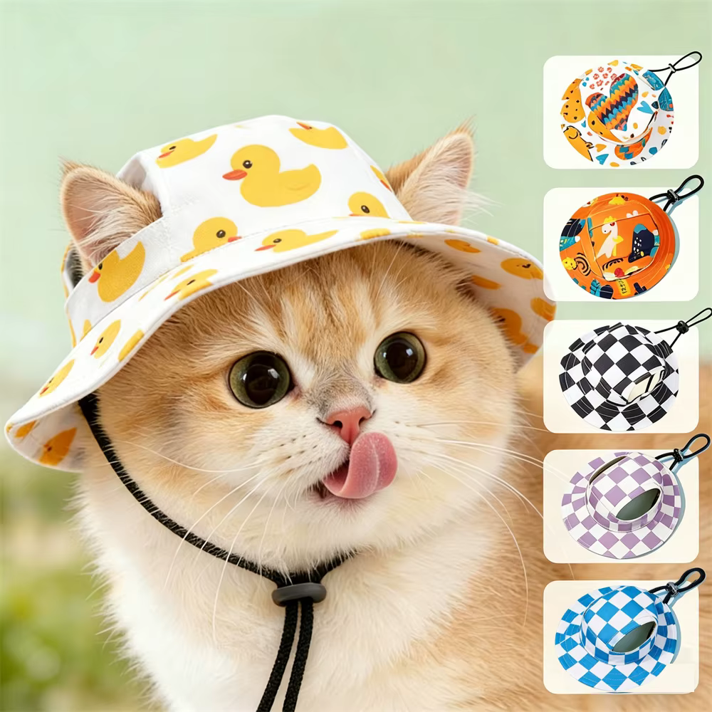 Sombrero protección solar a cuadros para perros y gatos – Exterior - imagen 5