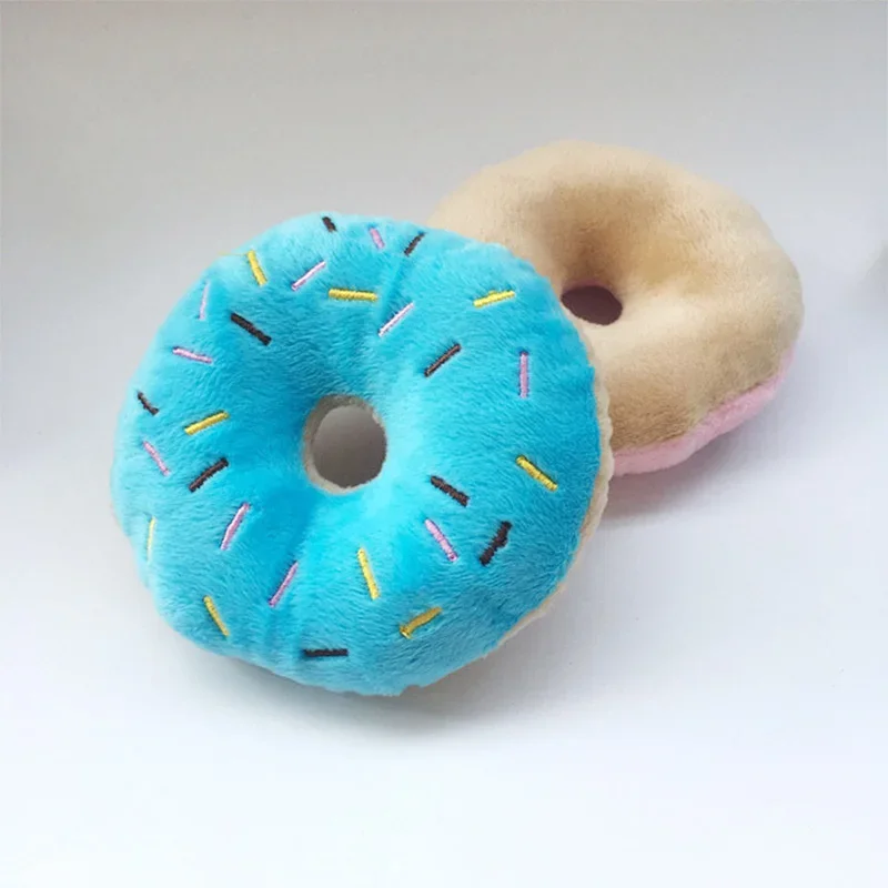 Donuts suaves para perros, juguetes de peluche para perros, juguete para masticar, lindo cachorro, juguete con sonido chirriante, divertido cachorro, juguetes interactivos para perros pequeños y medianos - imagen 2