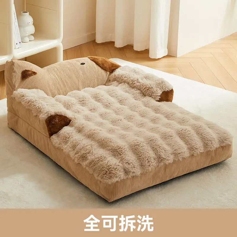 Sofá cama cálido para perros, camas lavables y extraíbles para perros, sofás de cama para cachorros grandes y medianos de lujo, suministros estéticos para mascotas de peluche - imagen 5