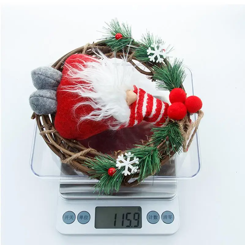 Corona de Navidad de Gnomo, decoración de ventana de Navidad, corona de puerta hecha a mano para pared, chimenea, granja - imagen 3