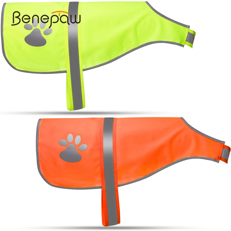 Benepaw Chaleco reflectante ajustable para perros, impermeable, fluorescente, chaqueta para perros de alta visibilidad, ayuda a proteger a su cachorro al aire libre