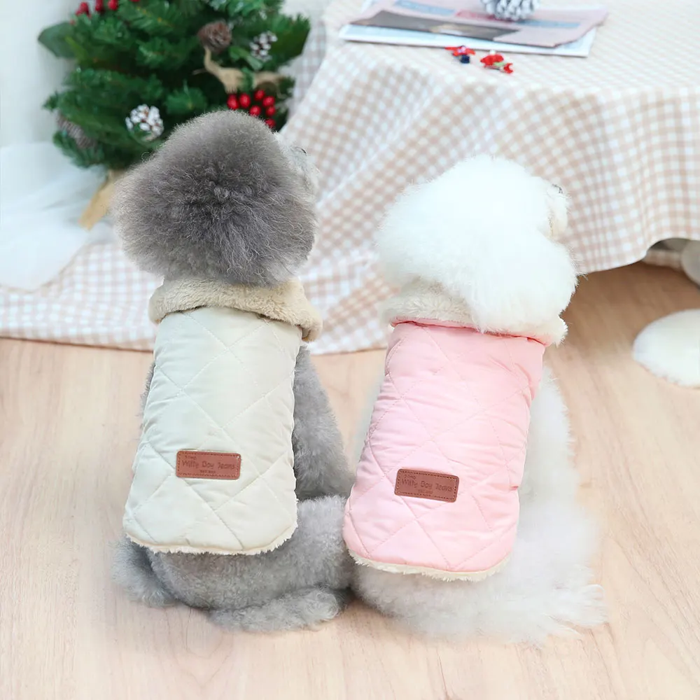 Chaleco súper cálido para perros, ropa cálida con Cuello de piel, ropa de invierno para mascotas, Chihuahua Pug, ropa para perros pequeños y medianos, chaqueta impermeable rosa - imagen 5