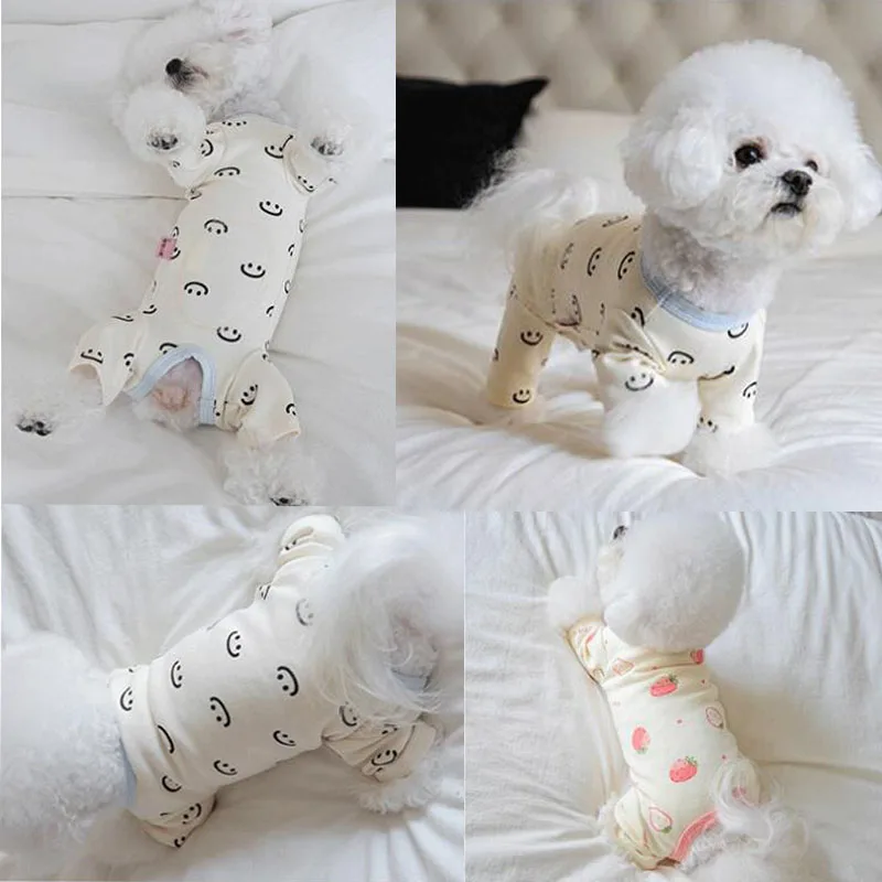 Pijama con estampado para perro y gato, mono con vientre envuelto, ropa para perros pequeños, Yorkshire Terrier, cachorro y gato