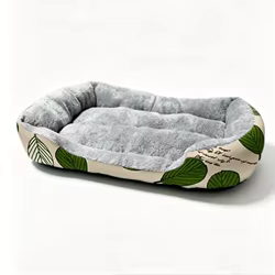 Cama franela suave estampado hojas lavable para perros y gatos