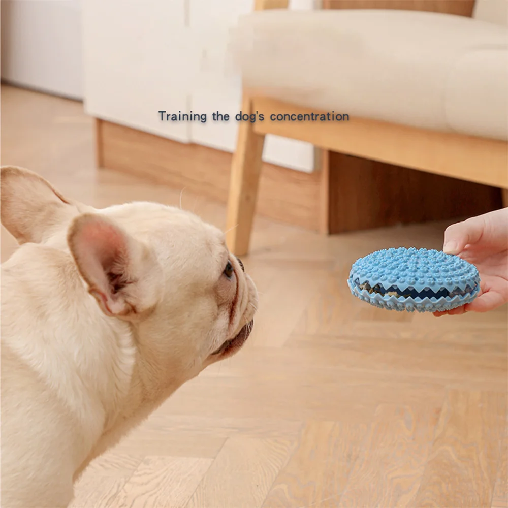 Juguete para masticar para perros, alimentador lento de goma, disco volador, dispensador de tratamiento, juguete interactivo de limpieza de dientes resistente a mordeduras para perros pequeños y medianos - imagen 5