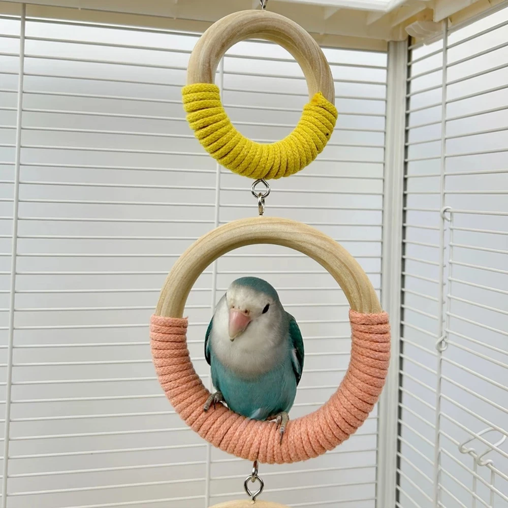Columpio de madera con cuerda para periquitos y loros - imagen 4
