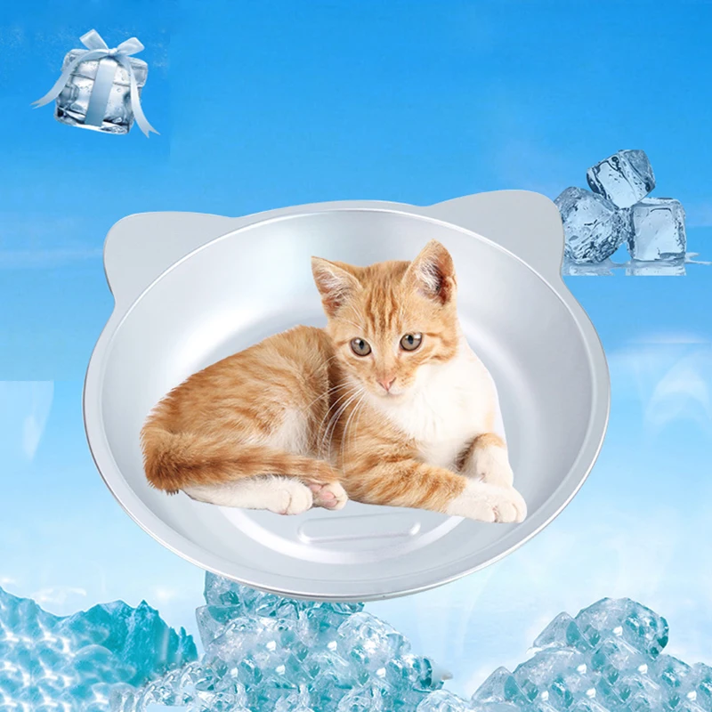 Bandeja de disipación de calor para gatos, bandeja de aluminio para gatitos, fresca, fosa, perrera pequeña, fácil de cuidar, suministros para mascotas, novedad de verano - imagen 2