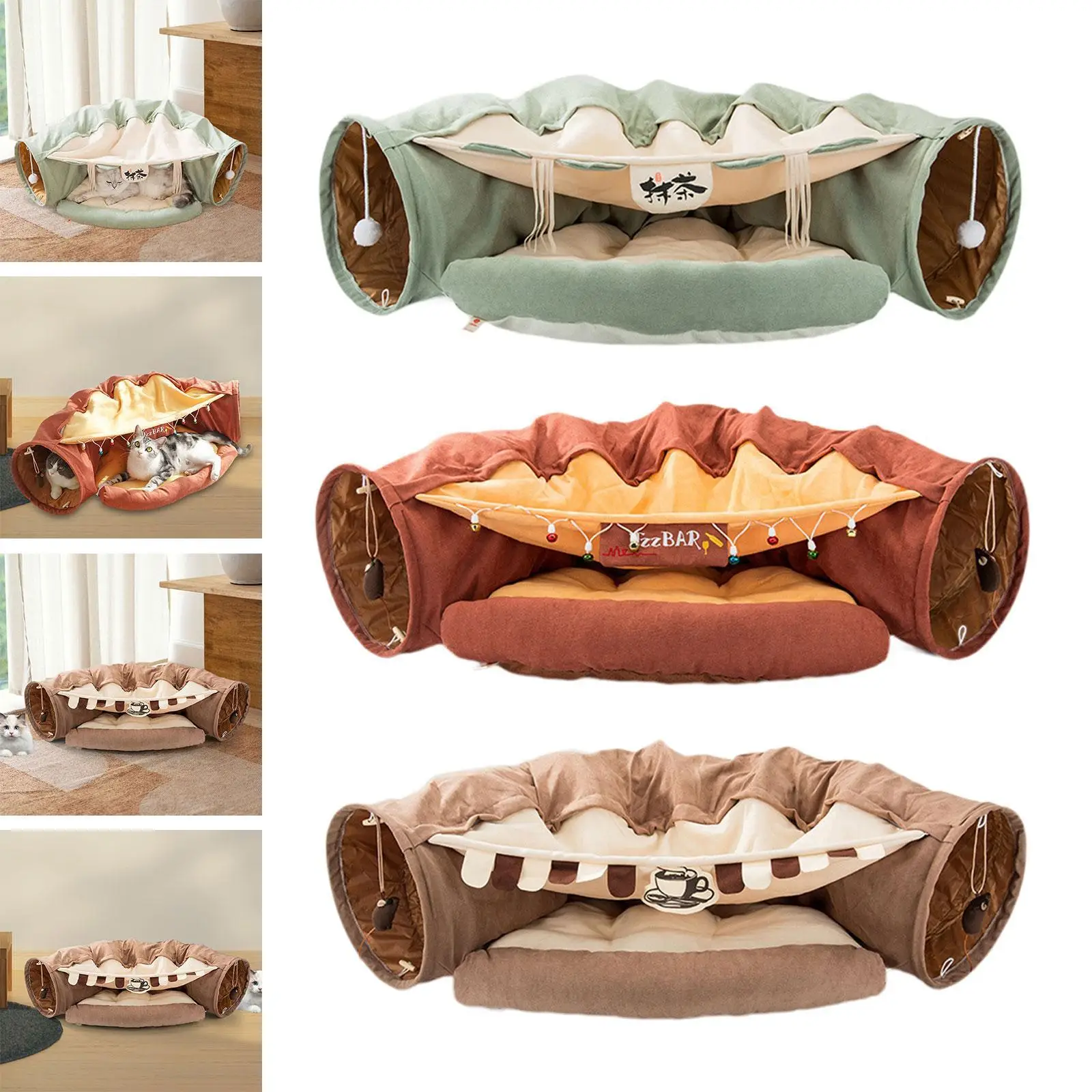 Foldable Cat Tunnel Bed Play House Interactive Training Cat Toy Hideout for Pets Small Animals Dogs