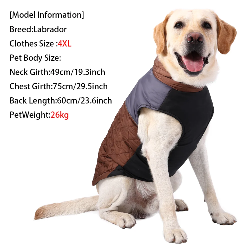Ropa grande para perros para invierno, abrigo impermeable cálido para exteriores para mascotas con anillo en D, chaqueta reflectante para perros grandes, Labrador Golden Retriever - imagen 5