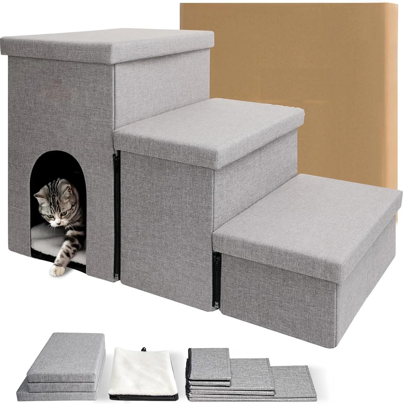 Escaleras plegables con cama para perros y gatos - imagen 5
