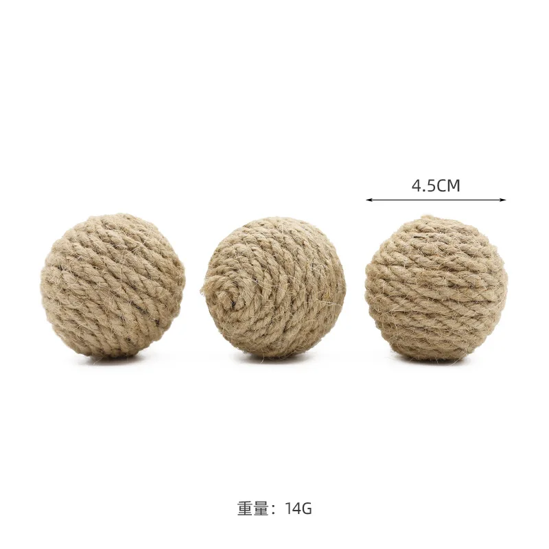 Juguete ecológico para mascotas con bola de sisal de 4,5 cm con arena, juguete masticable natural para gatos, pelota de buscar biodegradable - imagen 3