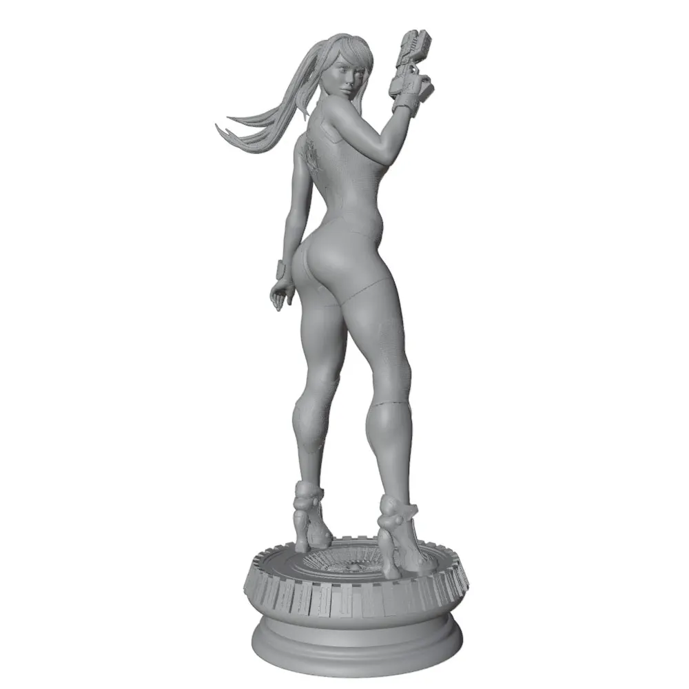 Kit modelo resina guerrero femenino sin montar impreso 3D figura gris - imagen 2