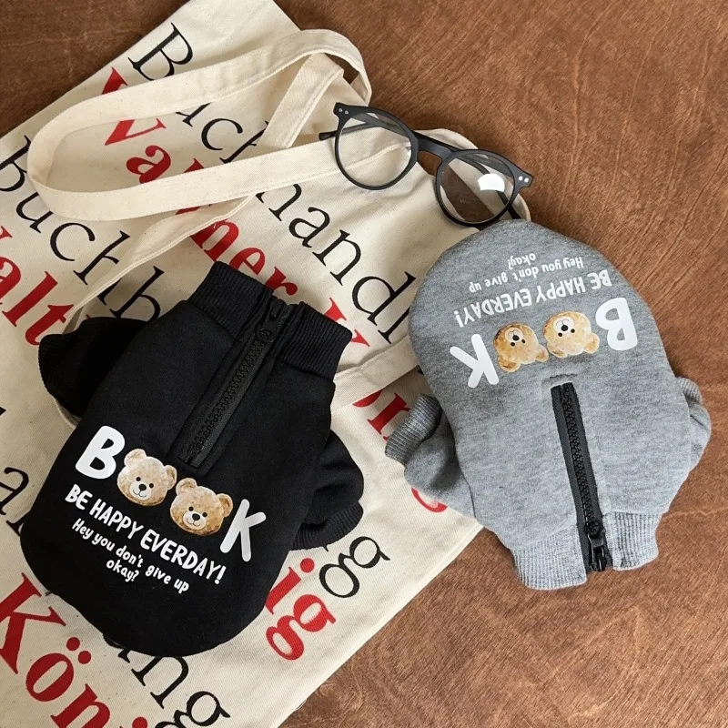 Sudaderas con capucha con letras de oso para cachorros, abrigo de algodón para perros, ropa de invierno para perros, disfraces de Bichon, perro salchicha, Chihuahua, chaqueta cálida para mascotas, sudadera para perros